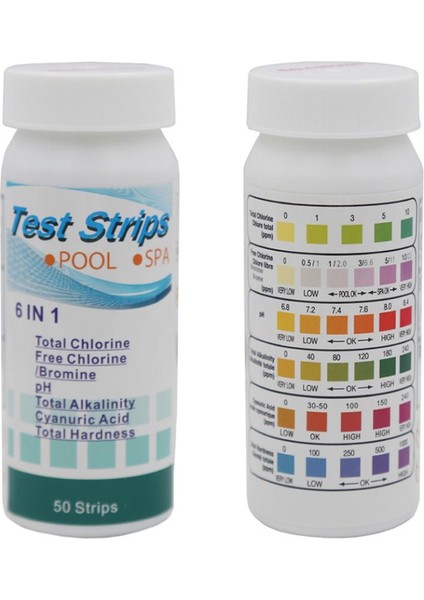 6-In-1 Yüzme Havuzu Test Kağıdı Artık Klor Ph Değeri Alkalinite Sertlik Şeridi Yükseltilmiş Spa Sıcak Küvet Su Kalitesi Ph Ölçer (Yurt Dışından)
