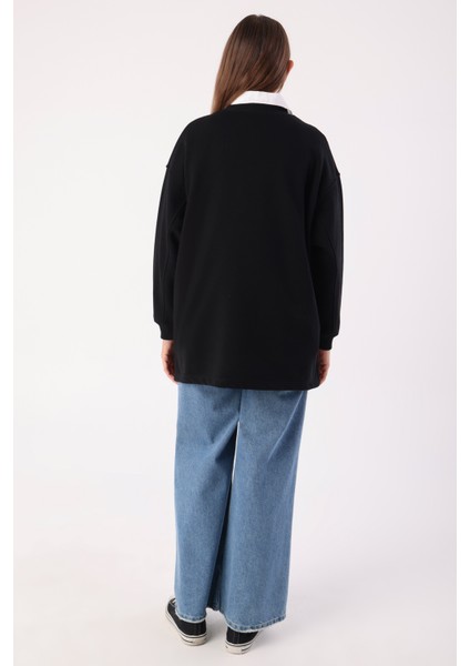 Oversize Nakışlı Sweatshirt