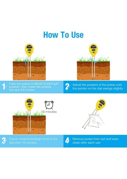 Toprak Ph Ölçer, Nemli 3'ü 1 Arada Toprak Test Cihazı Kitleri, Nem Ölçer ve Su Monitörü, Bahçe, Çiftlik, Çim Için Işık ve Ph Testi (Yurt Dışından) fırsatları