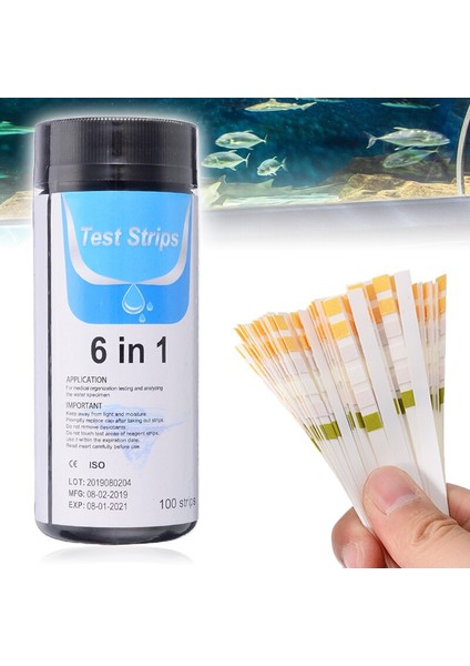100 Adet Su Kalitesi Test Kağıtları 6 In 1 Test Şeritleri Akvaryum Balık Tankı Ph Seviyesi Toplam Alkalinite Nitrit Test Kağıdı (Yurt Dışından)