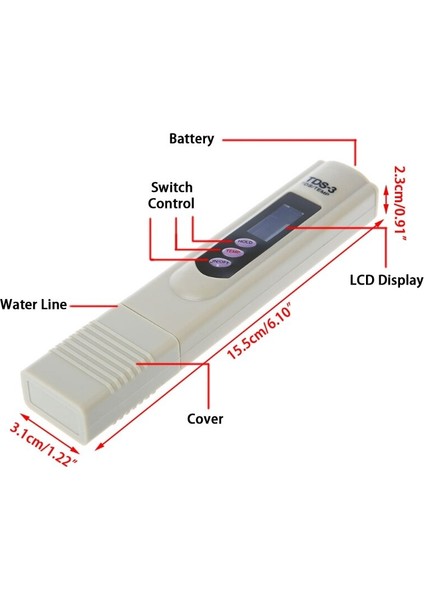Tds-3 Metre 0 - 9990 Ppm El Tipi Ölçüm LCD Dijital Su Saflığı Test Cihazları (Yurt Dışından) fiyatları