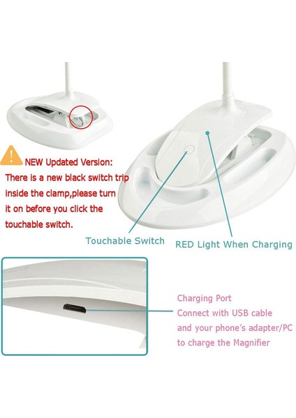 El Büyüteç 3x 8x Aydınlatmalı Masa Masa LED Lamba Büyüteç El Sanatları, Hobiler, Muayene, Okuma, Takı Tasarımı ve Daha Fazlası Için Işıklı Şarj Edilebilir Büyüteç (Yurt Dışından) fiyatları