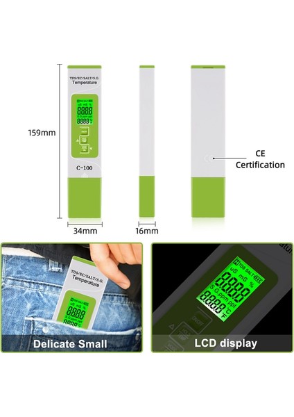 Ph/tds/ec/salt/sg/sıcaklık Ölçer Havuzlar, Içme Suyu, Akvaryumlar Için Dijital Su Kalitesi Monitör Test Cihazı (Yurt Dışından) fiyatları