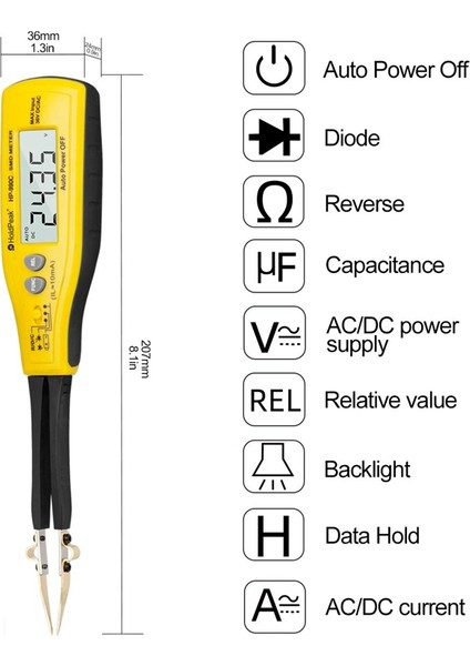 Holdpeak HP-990C Dijital Kapasite Ölçer Smd Test Cihazı Direnç Ölçer Diyot/pil Testi Taşıma Kutusu ile Güç Pil Test Cihazı (Yurt Dışından) fiyatları
