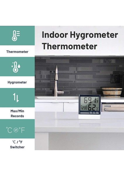 Ev Için Dijital Higrometre Kapalı Termometre, Yüksek Doğruluklu Nem Ölçer Oda Termometresi Higrometre Ölçer 1 Adet (Yurt Dışından) fiyatları