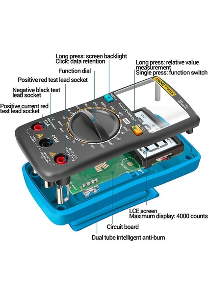 Jaerbee Aneng AN113C Dijital Multimetre 4000 Sayım True Rms LCD Ekran Ac ve Dc Test Cihazı Gerilim Voltmetre Ampermetre Voltmetre (Yurt Dışından) fırsatları
