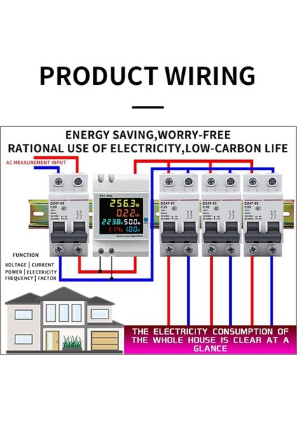 Dijital Tek Fazlı Enerji Ölçer Test Cihazı Elektrik Kullanımı Monitör Ac 40V-300V 100A Amper Metre Voltmetre (Yurt Dışından)