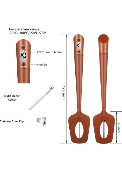 Dijital Şeker Termometresi Derin Kızartma Anında Okuma Sıcaklığı Okuyucu Dijital Spatula Termometre Dayanıklı ve Karıştırıcı (Yurt Dışından)