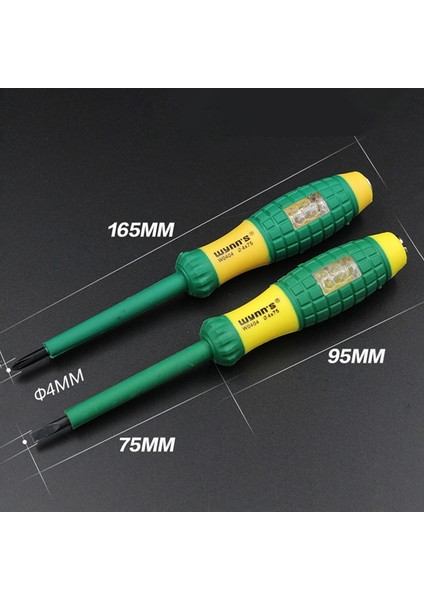 Wynn's 220V Elektrik Test Cihazı Kalem Yalıtımlı Tornavida Seti, Gerilim Göstergeli Işık Şeklinde (Oluklu ve Çapraz) 2 Adet (Yurt Dışından) modelleri