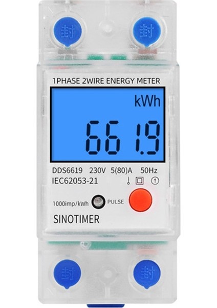 Sınotımer DDS6619-012 Ac 220 V 80A LCD Dijital Arka Işık Tek Fazlı Enerji Ölçer Kwh Tüketim Ölçer Wattmetre (Yurt Dışından)