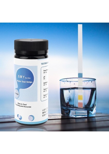 50 Şerit/kutu Su Test Şeritleri 5in1 Ph Klor Sertliği Alkalinite Havuz Spa Içme Akvaryum Su Kalitesi Test Kağıdı (Yurt Dışından)