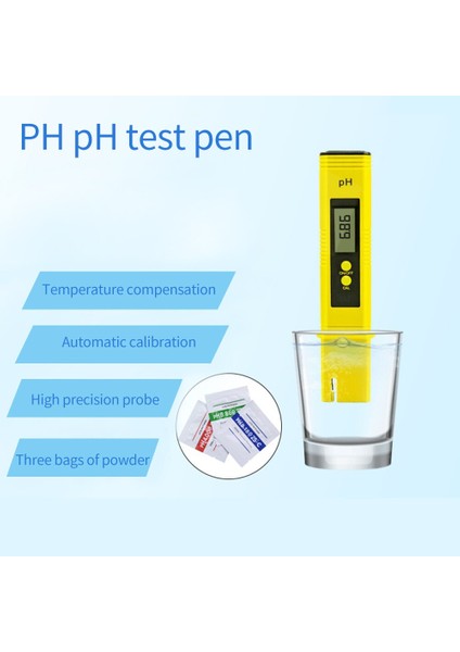 Ph Test Cihazı Doğruluk 0.01 Dijital Ph Metre Test Cihazı Su Gıda Akvaryum Havuzu Topraksız Cep Boyutu Ph Test Cihazı Büyük LCD Ekran (Yurt Dışından)
