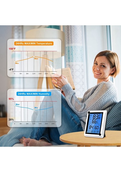Higrometre Nem Ölçer Ölçer - Sera Fidanlık Bahçesi Için 1 Uzaktan Sensörlü Kablosuz Kapalı Dış Mekan Termometresi (Yurt Dışından)