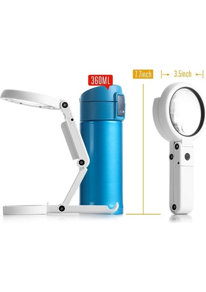 Büyüteç, 8 LED Işıklı Katlanır Büyüteç, Okuma, Lehimleme, Muayene, Madeni Para, Takı Için Büyüteç (Yurt Dışından)