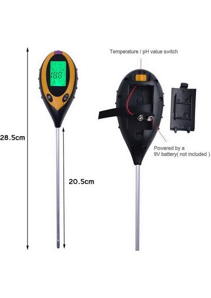In 1 Ph Metre Test Cihazı Ph Nem Ölçer Sıcaklık Güneş Işığı Ölçüm Analizi Asitlik Alkali (Yurt Dışından) fırsatları