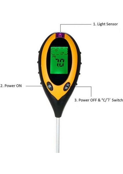In 1 Ph Metre Test Cihazı Ph Nem Ölçer Sıcaklık Güneş Işığı Ölçüm Analizi Asitlik Alkali (Yurt Dışından) indirimleri