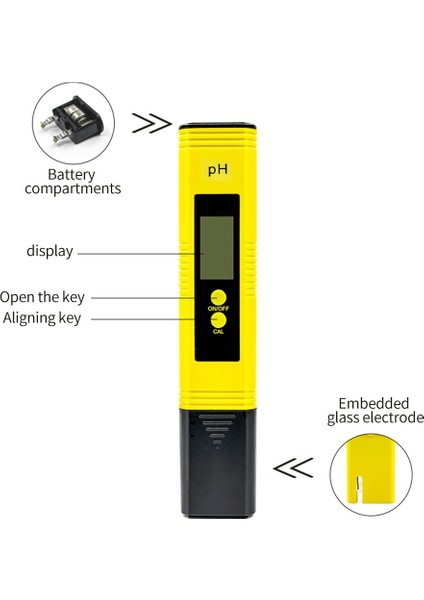 Ph Test Cihazı Doğruluk 0.01 Dijital Ph Metre Test Cihazı Su Gıda Akvaryum Havuzu Topraksız Cep Boyutu Ph Test Cihazı Büyük LCD Ekran (Yurt Dışından)