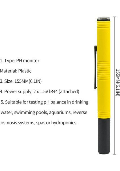 Ph Test Cihazı Doğruluk 0.01 Dijital Ph Metre Test Cihazı Su Gıda Akvaryum Havuzu Topraksız Cep Boyutu Ph Test Cihazı Büyük LCD Ekran (Yurt Dışından)