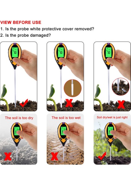 Profesyonel Toprak Ph Ölçer 4 In 1 Toprak Sıcaklığı Güneş Nemi Ph Ölçer Test Cihazı Bahçe Bitkileri Çiçekler Için LCD Ekran Araçları (Yurt Dışından) fırsatları