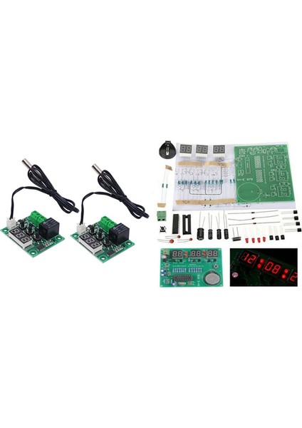 Takım AT89C2051 6 Dijital LED Ekran Elektronik Saat Dıy Kiti ve 2 Adet Xh W1209 Dc 12 V Isı Soğuk Sıcaklık Kontrol Anahtarı (Yurt Dışından)