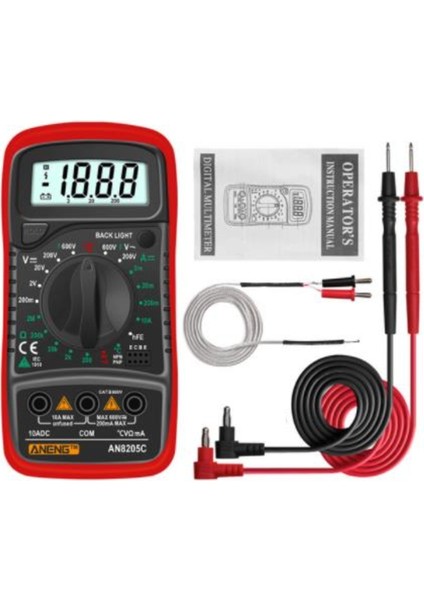 Aneng AN8205C Dijital Multimetre Ac/dc Ampermetre Volt Ohm Test Cihazı Termokupl LCD Arka Işık ile Taşınabilir Multimetre (Yurt Dışından)