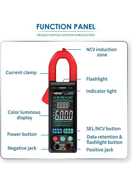 Aneng ST211 Dijital Pens Metre 6000 Sayım Multimetre Dc/ac Gerilim Akım Test Cihazı Araba Amp Hz Renkli Ekran Ncv Ohm Testi (Yurt Dışından) fırsatları