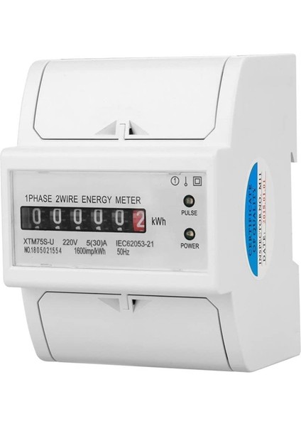 XTM75S-U Elektrik Enerjisi Ölçer Ac 220V Dın Ray Ölçer Dijital 1 Fazlı Ölçer 2 Telli 4p (5 (30) A) (Yurt Dışından)