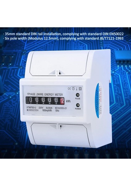 XTM75S-U Elektrik Enerjisi Ölçer Ac 220V Dın Ray Ölçer Dijital 1 Fazlı Ölçer 2 Telli 4p (5 (30) A) (Yurt Dışından)