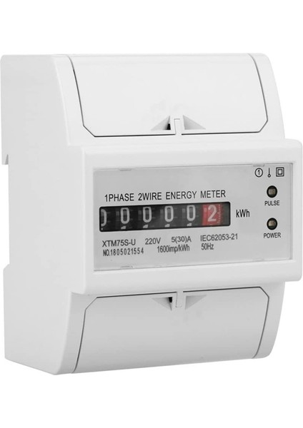 XTM75S-U Elektrik Enerjisi Ölçer Ac 220V Dın Ray Ölçer Dijital 1 Fazlı Ölçer 2 Telli 4p (5 (30) A) (Yurt Dışından)
