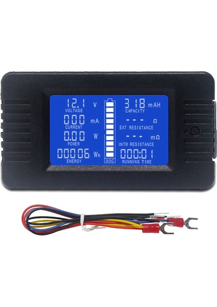 Dc 0-200 V 10A Dijital Voltmetre Ampermetre Araba Akü Test Cihazı Kapasite Direnç Gerilim Güç Enerji Ölçer Monitör (Yurt Dışından)