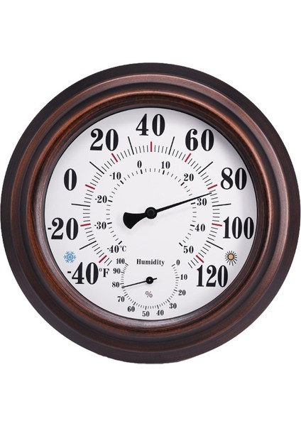 Iç Mekan/dış Mekan Termometresi Oda, Mutfak, Veranda, Duvar Için Higrometre Metal Dekoratif Gerekmez Büyük Asma Higrometre Yuvarlak Iç Mekan/dış Mekan Termometresi Higrometre (Yurt Dışından)