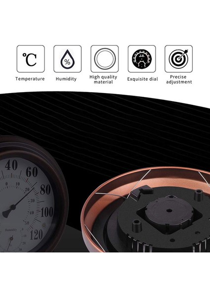 Iç Mekan/dış Mekan Termometresi Oda, Mutfak, Veranda, Duvar Için Higrometre Metal Dekoratif Gerekmez Büyük Asma Higrometre Yuvarlak Iç Mekan/dış Mekan Termometresi Higrometre (Yurt Dışından) fiyatları