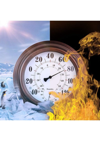 Iç Mekan/dış Mekan Termometresi Oda, Mutfak, Veranda, Duvar Için Higrometre Metal Dekoratif Gerekmez Büyük Asma Higrometre Yuvarlak Iç Mekan/dış Mekan Termometresi Higrometre (Yurt Dışından) fırsatları