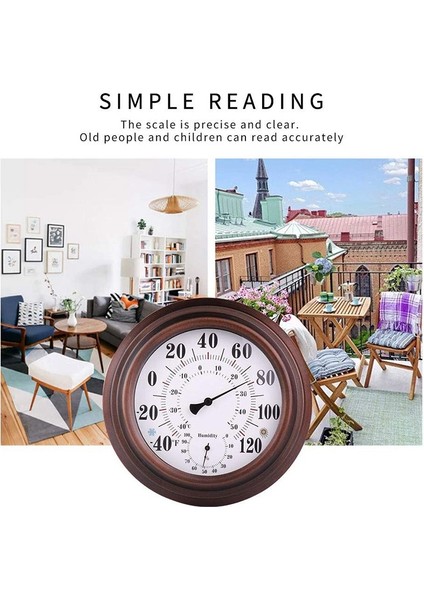 Iç Mekan/dış Mekan Termometresi Oda, Mutfak, Veranda, Duvar Için Higrometre Metal Dekoratif Gerekmez Büyük Asma Higrometre Yuvarlak Iç Mekan/dış Mekan Termometresi Higrometre (Yurt Dışından) indirimleri