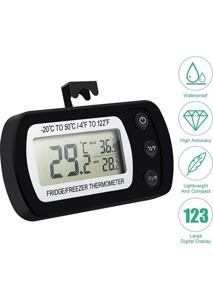 Dijital Buzdolabı Termometresi, Geniş LCD Ekranlı Dondurucu / Buzdolabı Termometresi, Mutfak, Ev, Restoranlar Için Maksimum / Min Kayıt Fonksiyonlu Termometre (Yurt Dışından) fırsatları