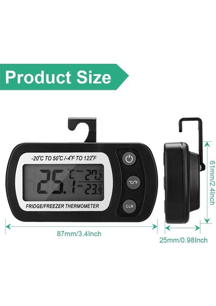 Dijital Buzdolabı Termometresi, Geniş LCD Ekranlı Dondurucu / Buzdolabı Termometresi, Mutfak, Ev, Restoranlar Için Maksimum / Min Kayıt Fonksiyonlu Termometre (Yurt Dışından) indirimleri