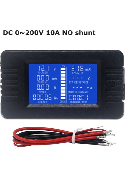 Dc 0-200 V 10A Dijital Voltmetre Ampermetre Araba Akü Test Cihazı Kapasite Direnç Gerilim Güç Enerji Ölçer Monitör (Yurt Dışından) indirimleri