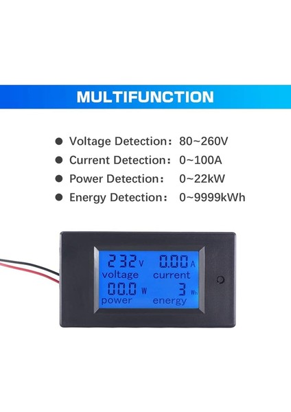 Adet Ampermetre Voltmetre Ac 0-100A 80-260V Dijital Elektrik Sayacı Voltmetre, Akım Test Cihazı Enerji Ölçer (Yurt Dışından) fırsatları