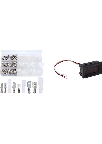 315 Adet Hızlı Ekleme 2.8mm 4.8mm 6.3mm Tel Tel Sıkma Terminal Bloğu ve 1 Adet 0.56 Inç Mini Dc 0V-30V Voltmetre (Yurt Dışından)