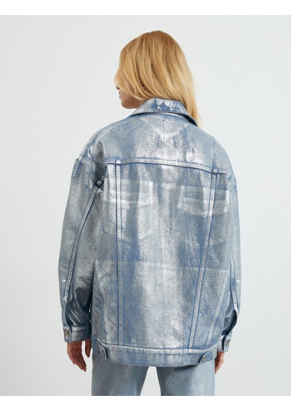 Kot Ceket Metalik Görünümlü Cep Detaylı Rahat Kesim Metal Düğmeli indirimleri