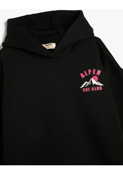 Kapşonlu Sweat Uzun Kollu Kayak Baskılı Şardonlu modelleri