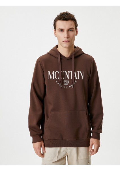 Kolej Sweatshirt Kapşonlu Slogan Baskılı Kanguru Cep Detaylı