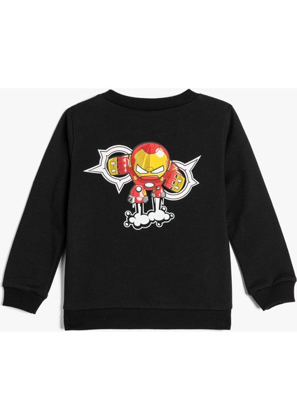 Iron Man Sweatshirt Lisanslı Uzun Kollu Bisiklet Yaka Pamuklu