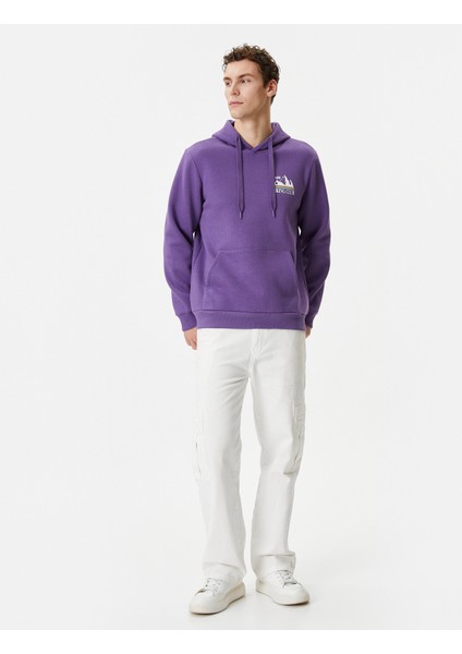 Kolej Sweatshirt Kapşonlu Slogan Baskılı Kanguru Cep Detaylı