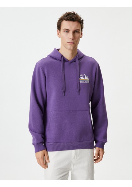 Kolej Sweatshirt Kapşonlu Slogan Baskılı Kanguru Cep Detaylı