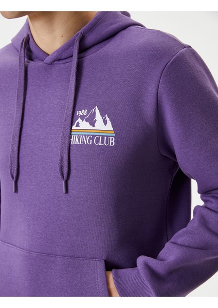 Kolej Sweatshirt Kapşonlu Slogan Baskılı Kanguru Cep Detaylı