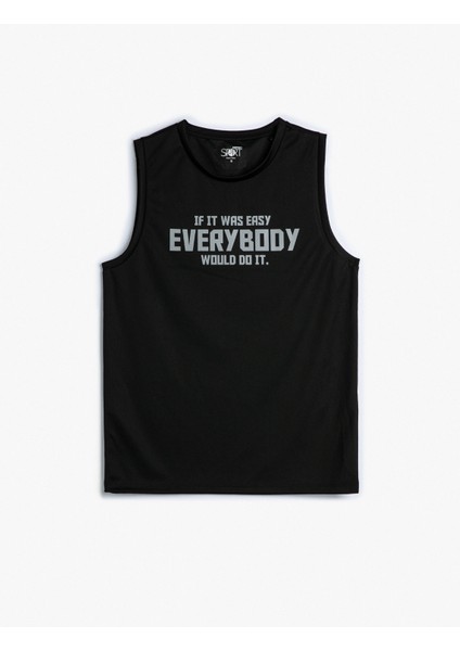 Sporcu Atleti Rahat Kesim Slogan Baskılı Bisiklet Yaka