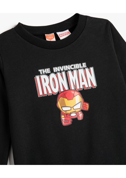 Iron Man Sweatshirt Lisanslı Uzun Kollu Bisiklet Yaka Pamuklu