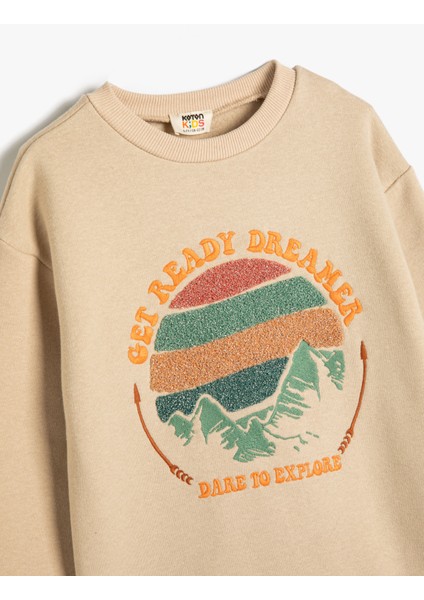 Sweat Uzun Kollu Bisiklet Yaka Doğa Temalı Işlemeli Şardonlu modelleri