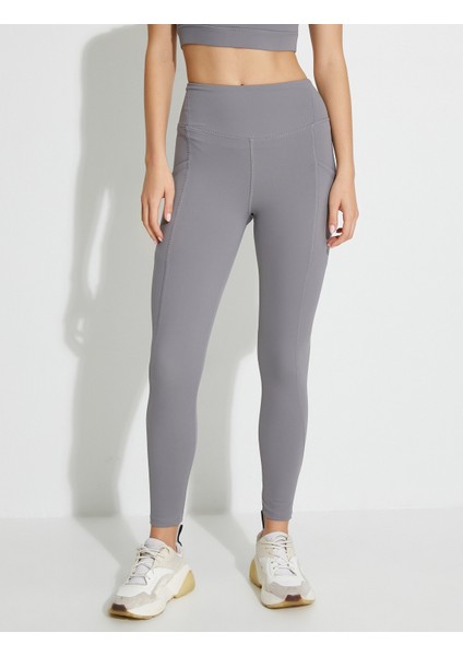 Cep Detaylı Yüksek Bel Spor Tayt Dikiş Detaylı Slim Fit modelleri